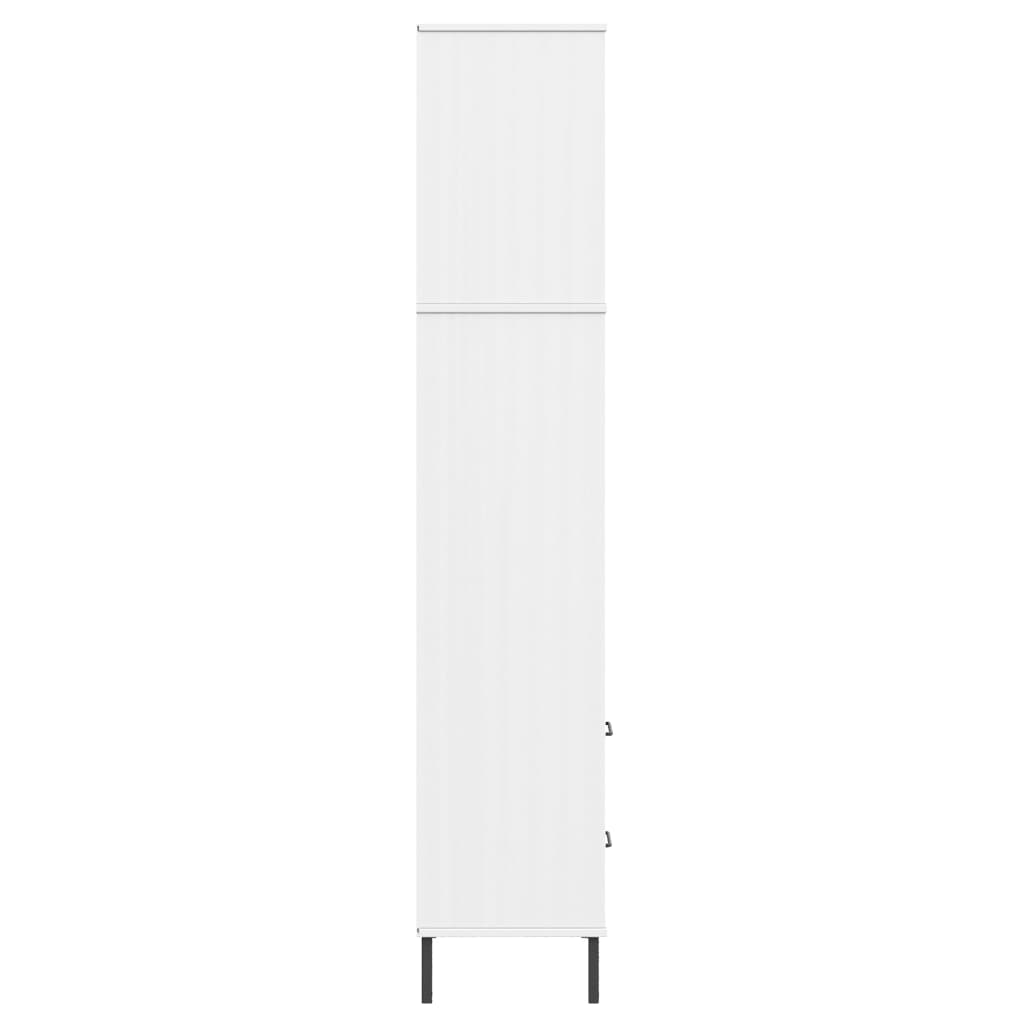 Boekenkast met 2 lades OSLO 60x35x180 cm massief hout wit is nu te koop bij PeponiXL, paradijselijk wonen!