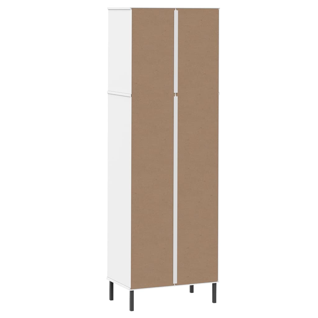Boekenkast met 2 lades OSLO 60x35x180 cm massief hout wit is nu te koop bij PeponiXL, paradijselijk wonen!
