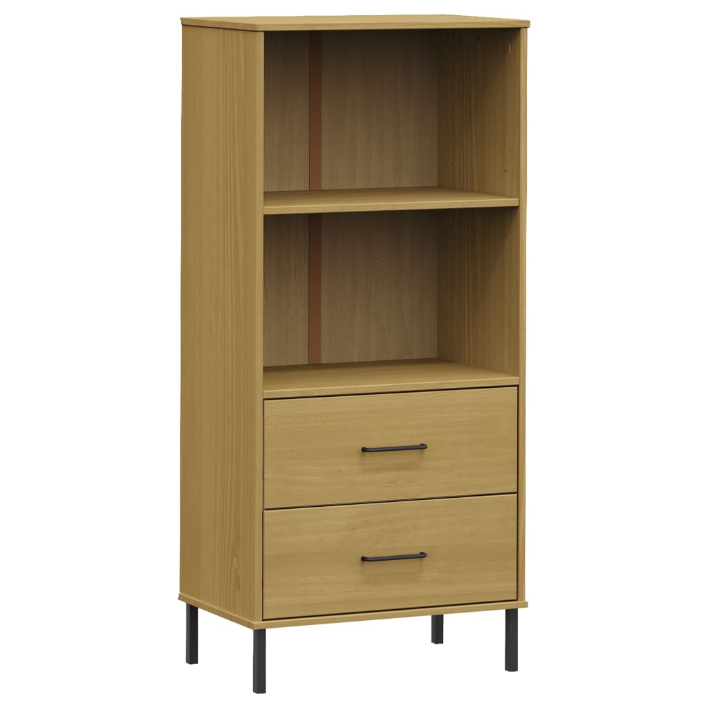 Boekenkast met 2 lades OSLO 60x35x128,5 cm massief hout bruin is nu te koop bij PeponiXL, paradijselijk wonen!