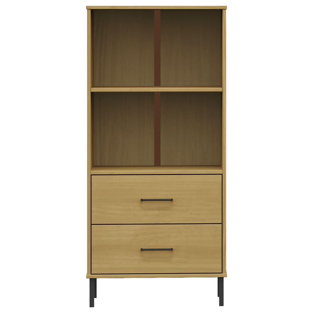 Boekenkast met 2 lades OSLO 60x35x128,5 cm massief hout bruin is nu te koop bij PeponiXL, paradijselijk wonen!