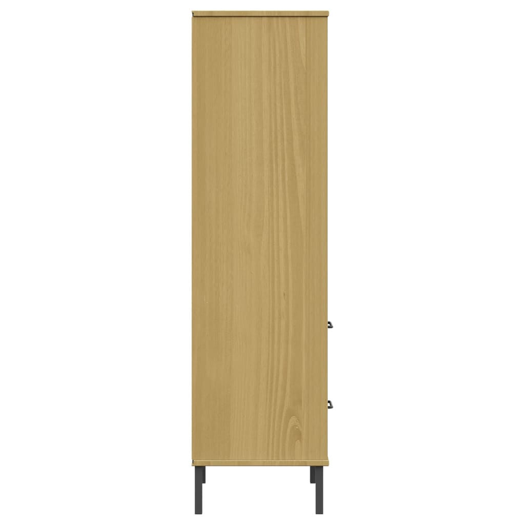 Boekenkast met 2 lades OSLO 60x35x128,5 cm massief hout bruin is nu te koop bij PeponiXL, paradijselijk wonen!
