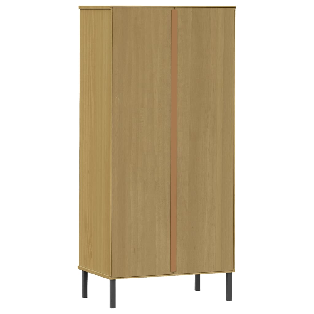 Boekenkast met 2 lades OSLO 60x35x128,5 cm massief hout bruin is nu te koop bij PeponiXL, paradijselijk wonen!