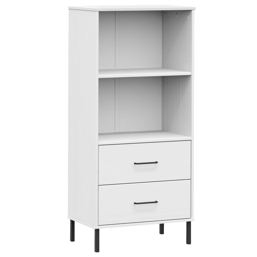 Boekenkast met 2 lades OSLO 60x35x128,5 cm massief hout wit is nu te koop bij PeponiXL, paradijselijk wonen!