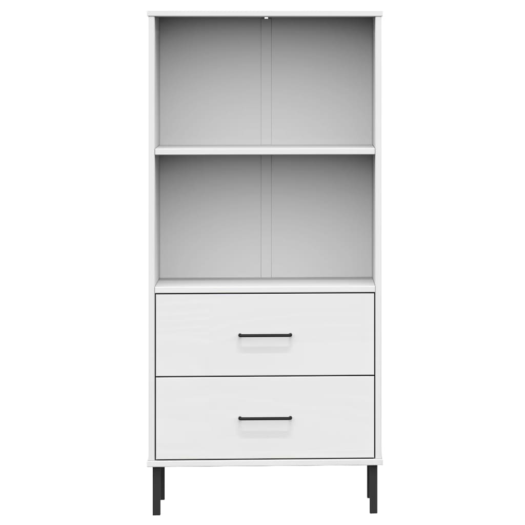 Boekenkast met 2 lades OSLO 60x35x128,5 cm massief hout wit is nu te koop bij PeponiXL, paradijselijk wonen!