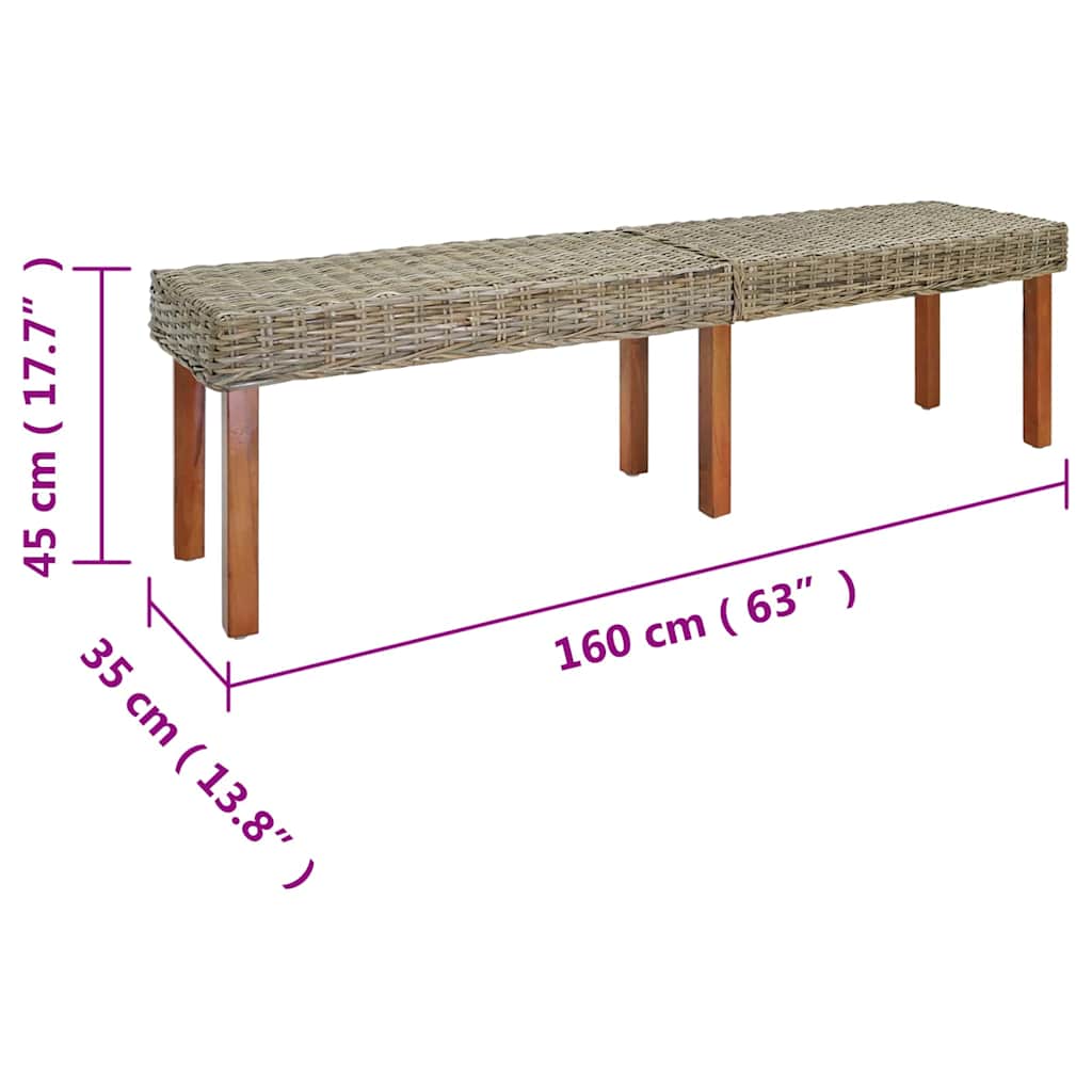 Bank Naturel 160 x 35 x 45 cm Massief Mango Hout is nu te koop bij PeponiXL, paradijselijk wonen!