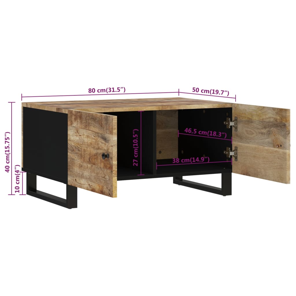 Salontafel 80x50x40 cm massief mangohout en bewerkt hout is nu te koop bij PeponiXL, paradijselijk wonen!