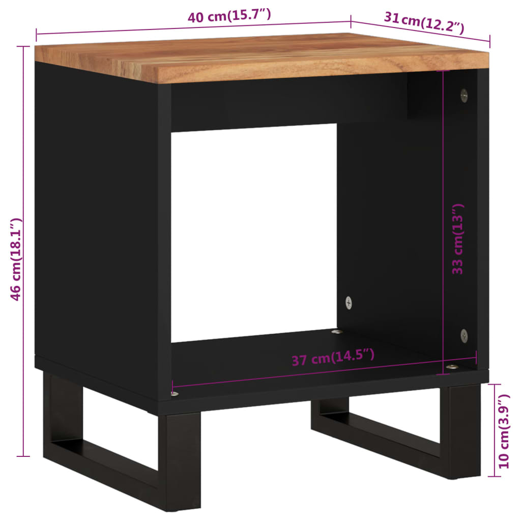 Salontafel 40x31x46 cm massief acaciahout en bewerkt hout is nu te koop bij PeponiXL, paradijselijk wonen!