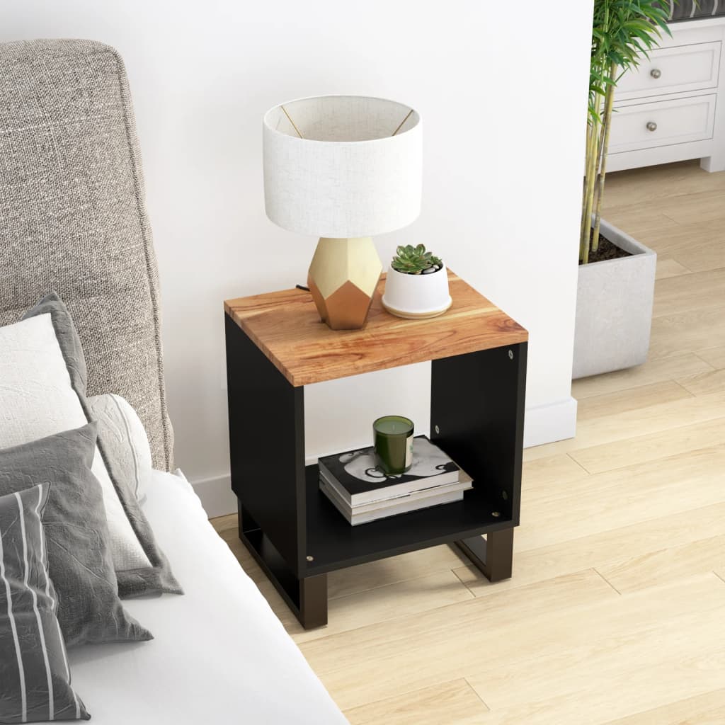 Salontafel 40x31x46 cm massief acaciahout en bewerkt hout is nu te koop bij PeponiXL, paradijselijk wonen!