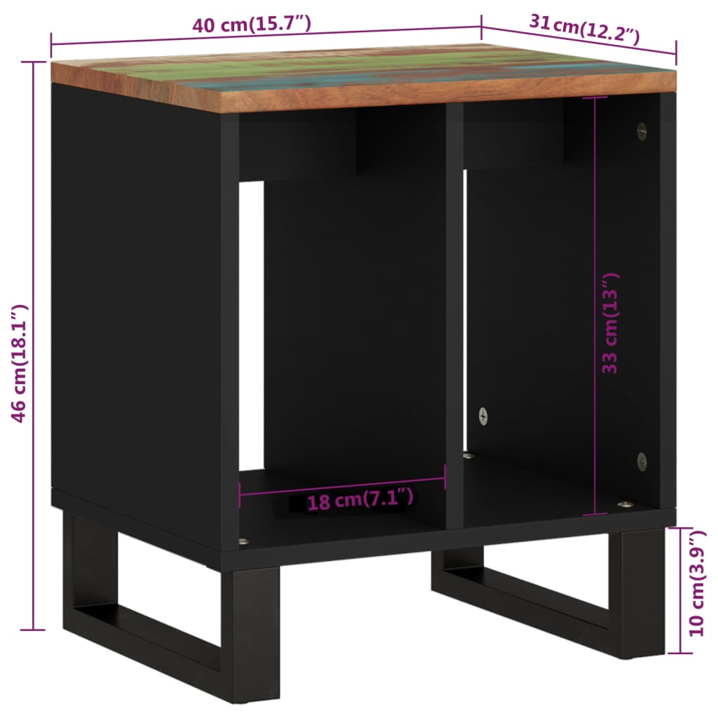 Bijzettafel 40x31x46 cm massief gerecycled hout en bewerkt hout is nu te koop bij PeponiXL, paradijselijk wonen!