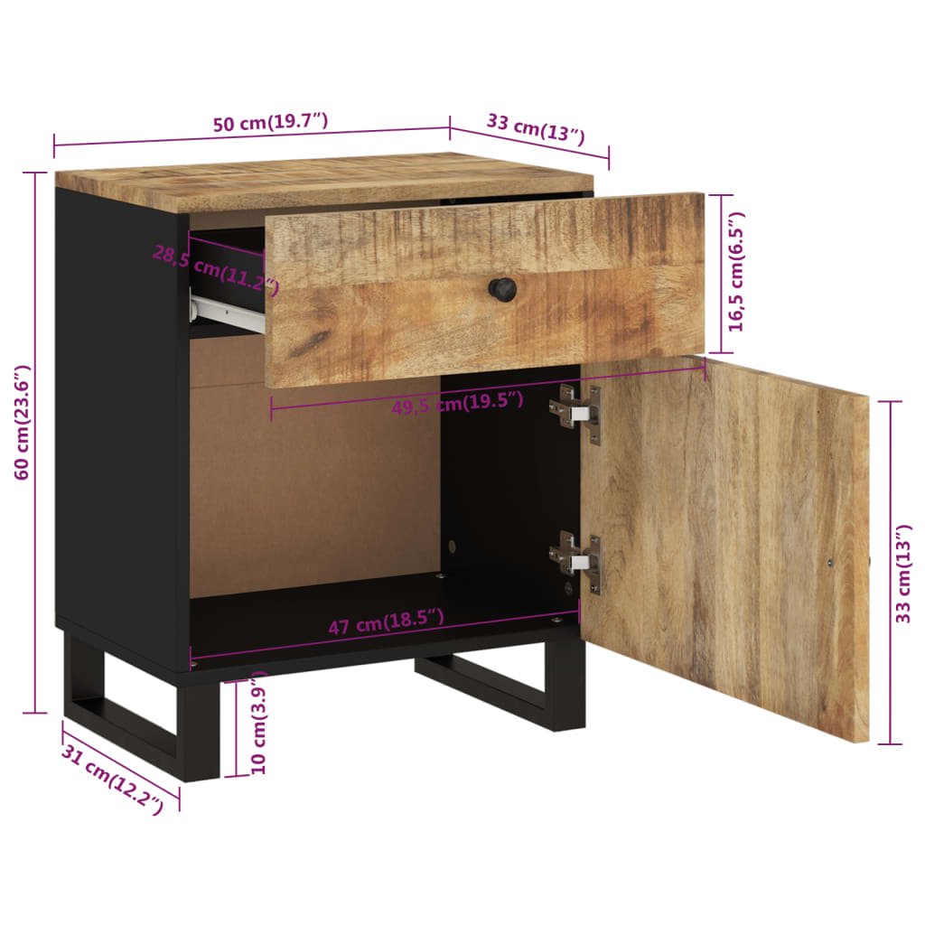 Nachtkastjes 50x33x60 cm massief mangohout en bewerkt hout is nu te koop bij PeponiXL, paradijselijk wonen!
