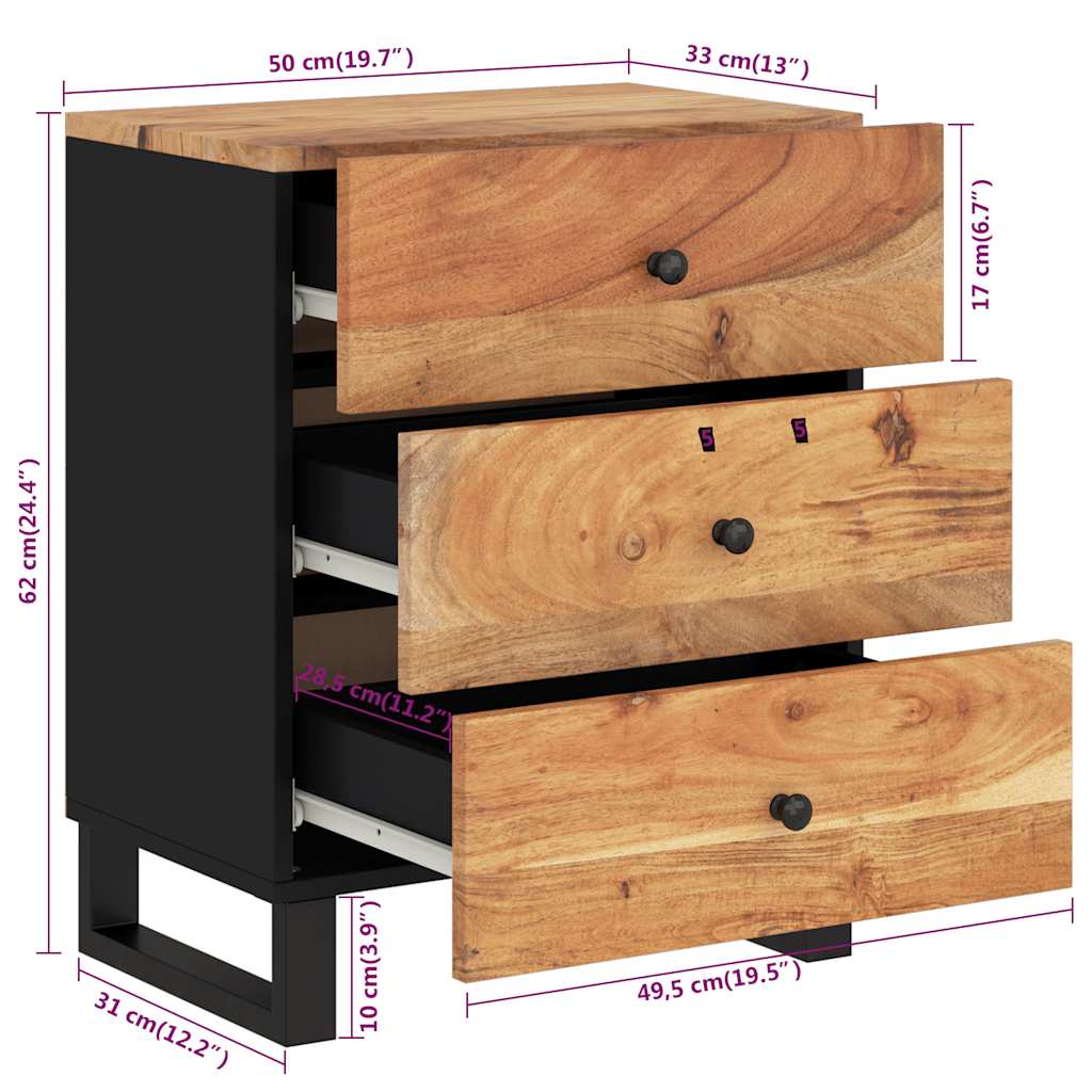 Nachtkastje 50x33x62 cm massief acaciahout en bewerkt hout is nu te koop bij PeponiXL, paradijselijk wonen!