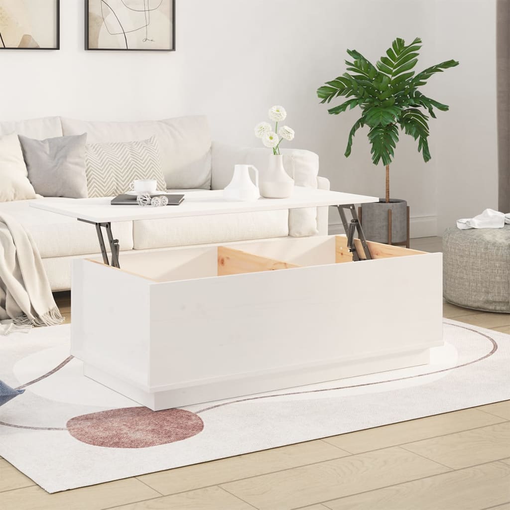 Salontafel 100x50x35 cm massief grenenhout wit is nu te koop bij PeponiXL, paradijselijk wonen!