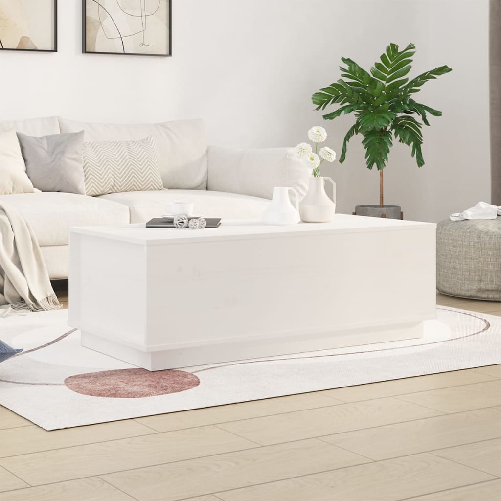 Salontafel 100x50x35 cm massief grenenhout wit is nu te koop bij PeponiXL, paradijselijk wonen!