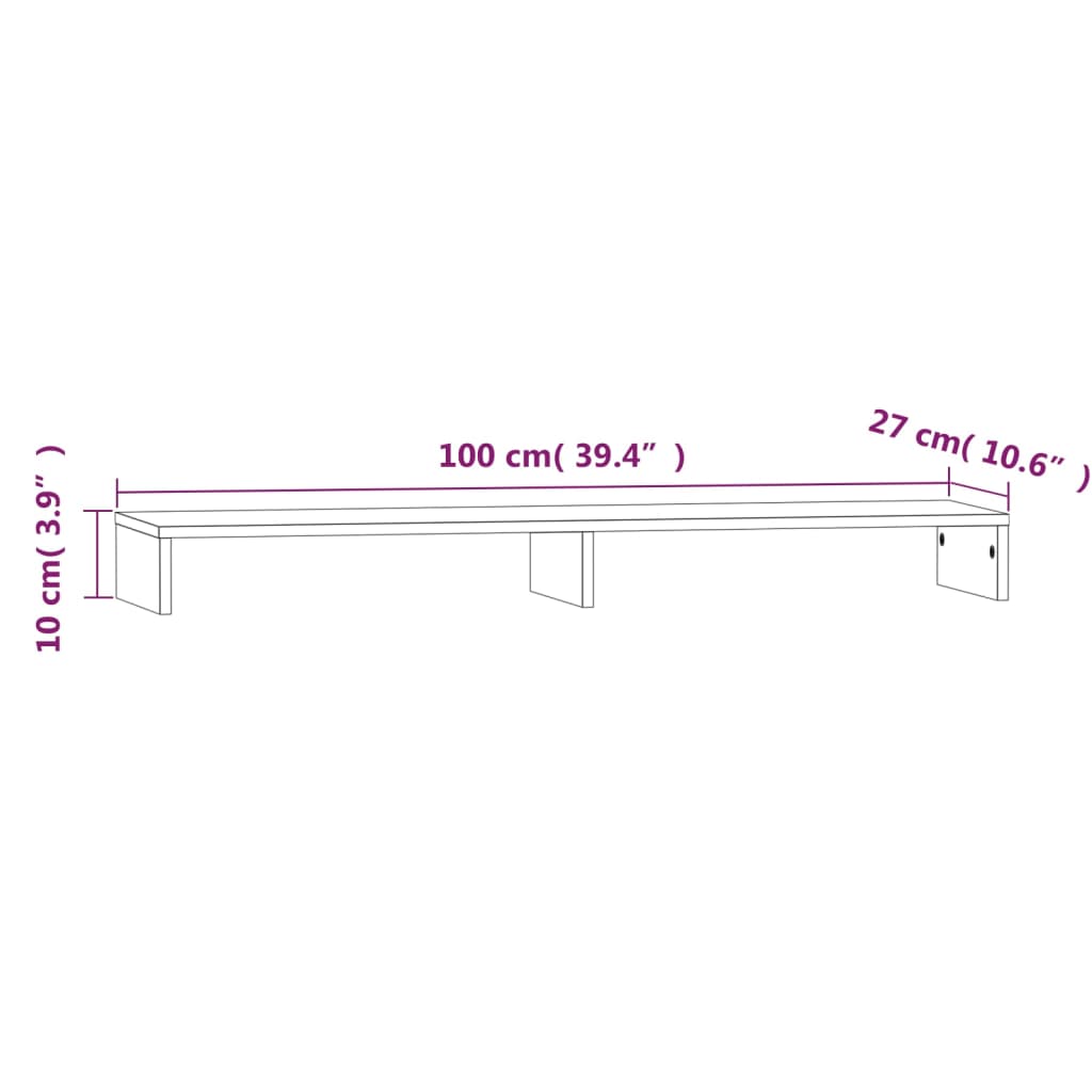 Monitorstandaard 100x27x10 cm massief grenenhout is nu te koop bij PeponiXL, paradijselijk wonen!