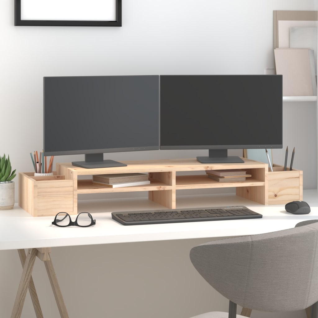 Monitorstandaard 100x27,5x15 cm massief grenenhout is nu te koop bij PeponiXL, paradijselijk wonen!