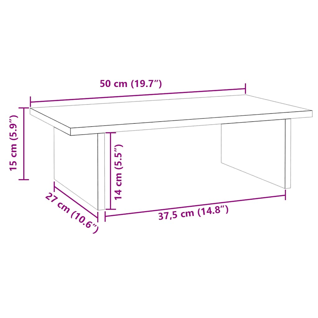 Monitorstandaard 50x27x15 cm massief grenenhout