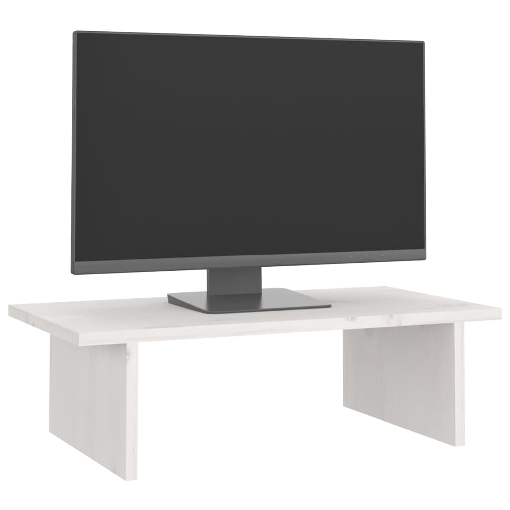 Monitorstandaard 50x27x15 cm massief grenenhout wit is nu te koop bij PeponiXL, paradijselijk wonen!