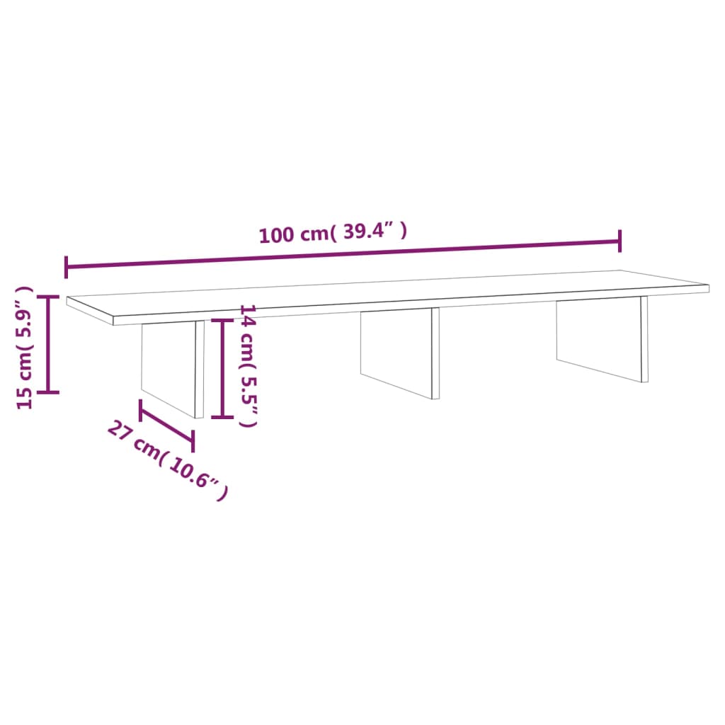 Monitorstandaard 100x27x15 cm massief grenenhout is nu te koop bij PeponiXL, paradijselijk wonen!