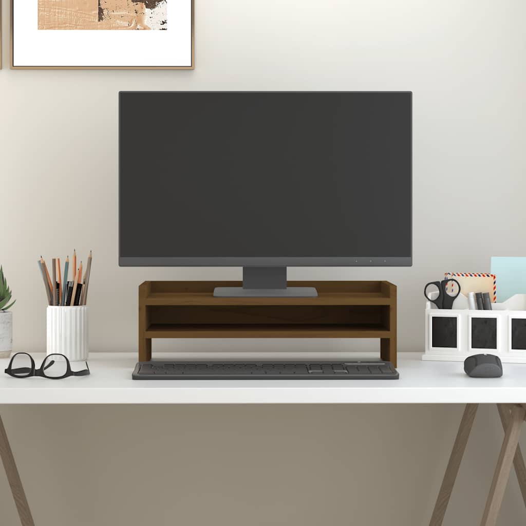 Monitorstandaard 50x24x16 cm massief grenenhout honingbruin is nu te koop bij PeponiXL, paradijselijk wonen!