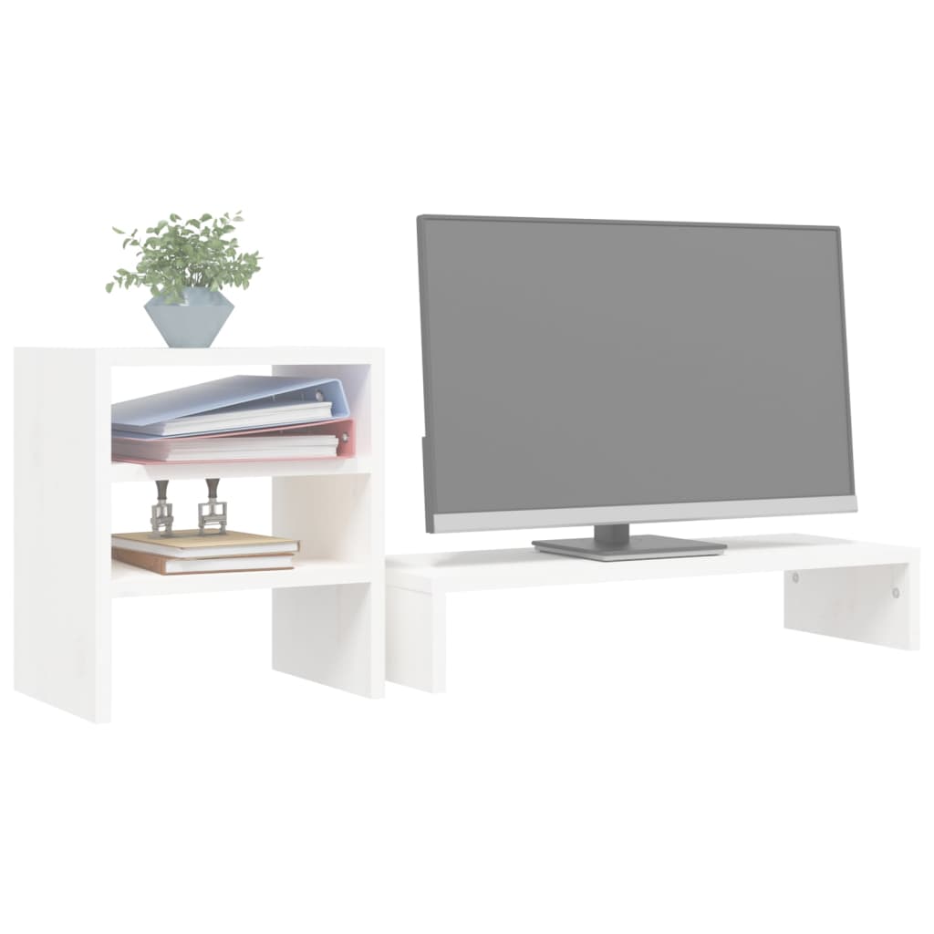 Monitorstandaard 81x20x30 cm massief grenenhout wit is nu te koop bij PeponiXL, paradijselijk wonen!