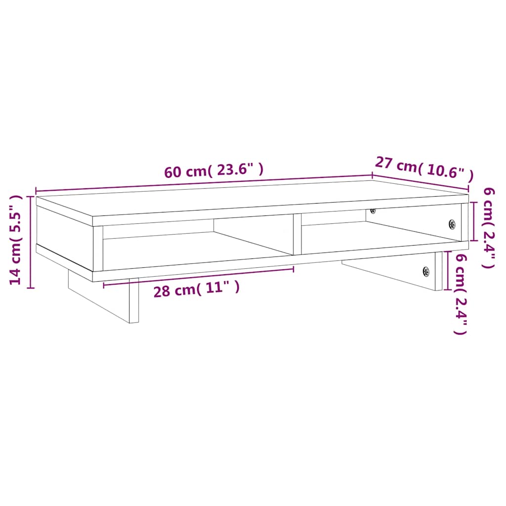 Monitorstandaard 60x27x14 cm massief grenenhout honingbruin is nu te koop bij PeponiXL, paradijselijk wonen!