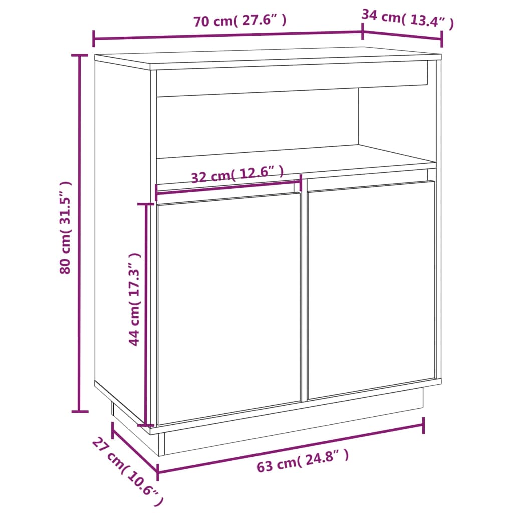 Dressoir 70x34x80 cm massief grenenhout is nu te koop bij PeponiXL, paradijselijk wonen!