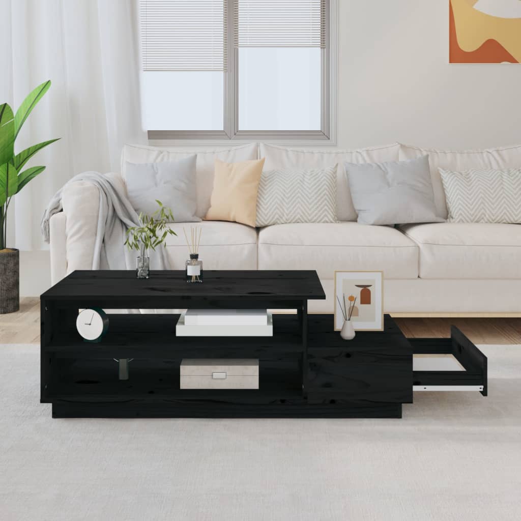 Salontafel 120x50x40,5 cm massief grenenhout zwart is nu te koop bij PeponiXL, paradijselijk wonen!