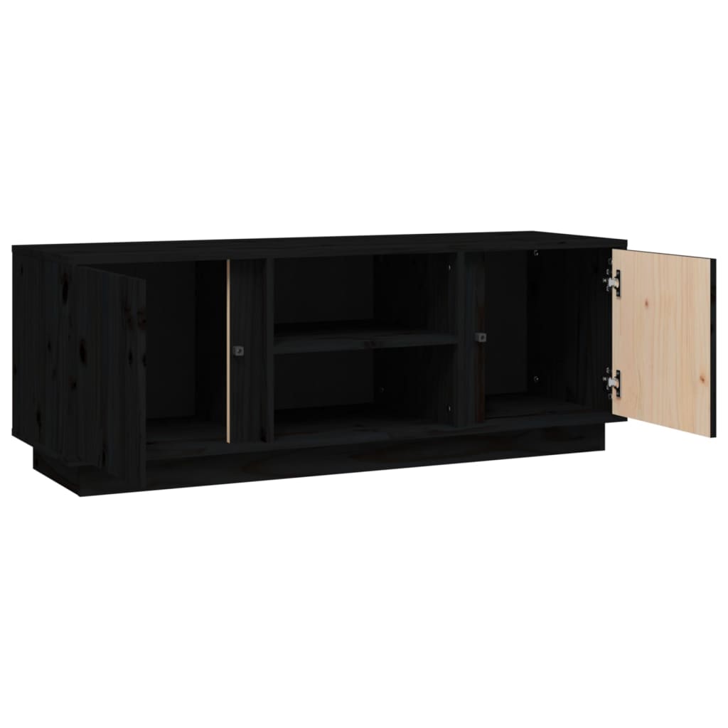 Tv-meubel 110x35x40,5 cm massief grenenhout zwart is nu te koop bij PeponiXL, paradijselijk wonen!