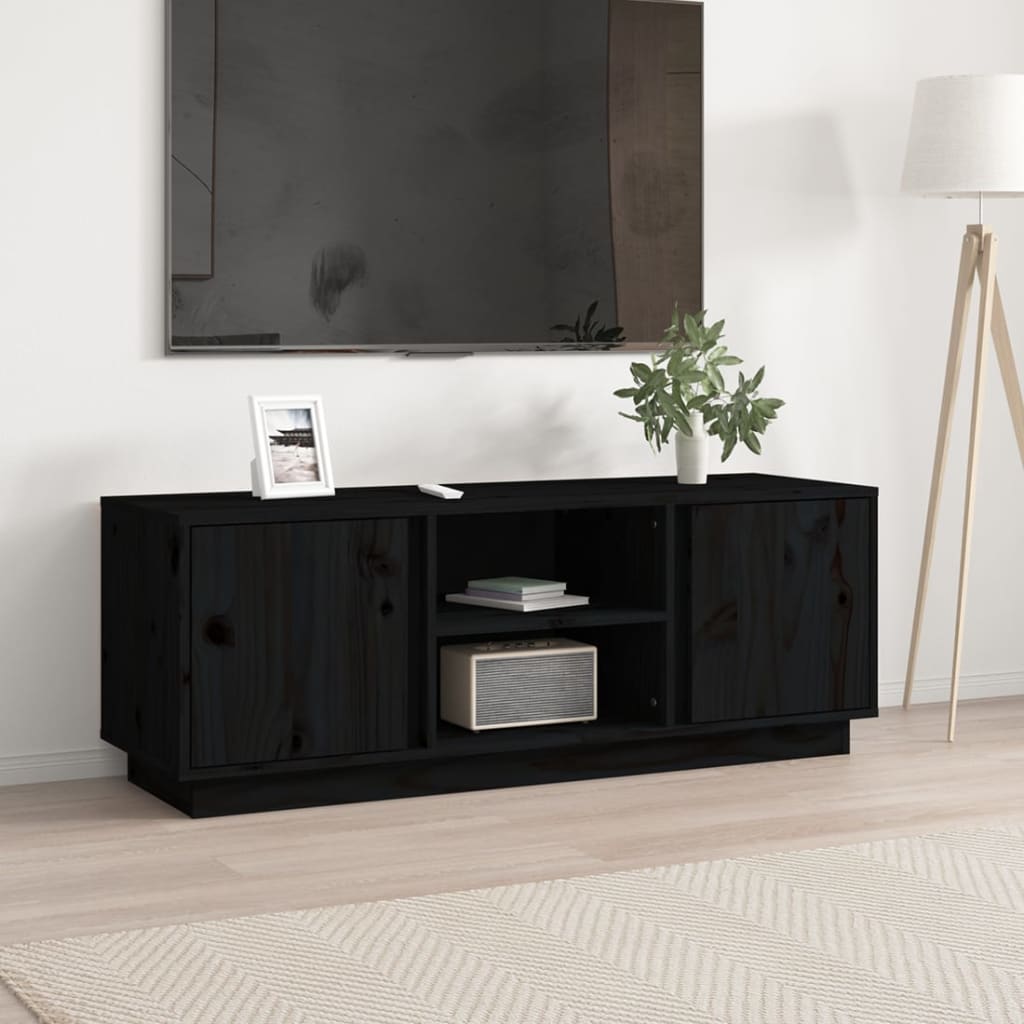 Tv-meubel 110x35x40,5 cm massief grenenhout zwart is nu te koop bij PeponiXL, paradijselijk wonen!