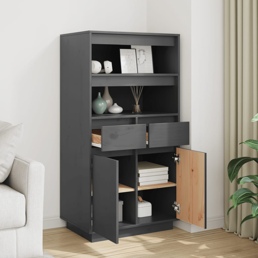 Hoge kast 60x40x116,5 cm massief grenenhout grijs is nu te koop bij PeponiXL, paradijselijk wonen!
