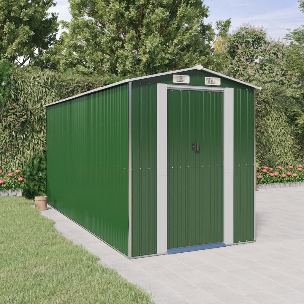 Tuinschuur 192x440x223 cm gegalvaniseerd staal groen is nu te koop bij PeponiXL, paradijselijk wonen!