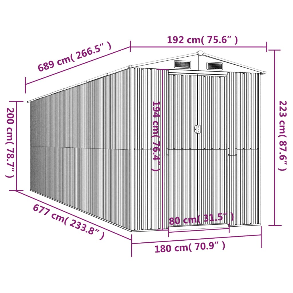 Tuinschuur 192x689x223 cm gegalvaniseerd staal groen is nu te koop bij PeponiXL, paradijselijk wonen!