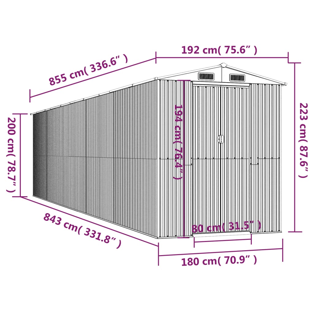 Tuinschuur 192x855x223 cm gegalvaniseerd staal groen is nu te koop bij PeponiXL, paradijselijk wonen!