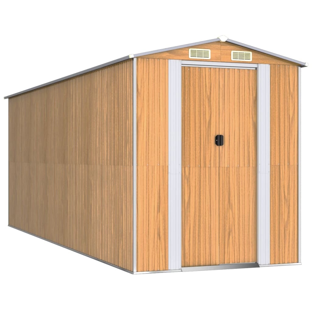 Tuinschuur 192x523x223 cm gegalvaniseerd staal lichtbruin is nu te koop bij PeponiXL, paradijselijk wonen!