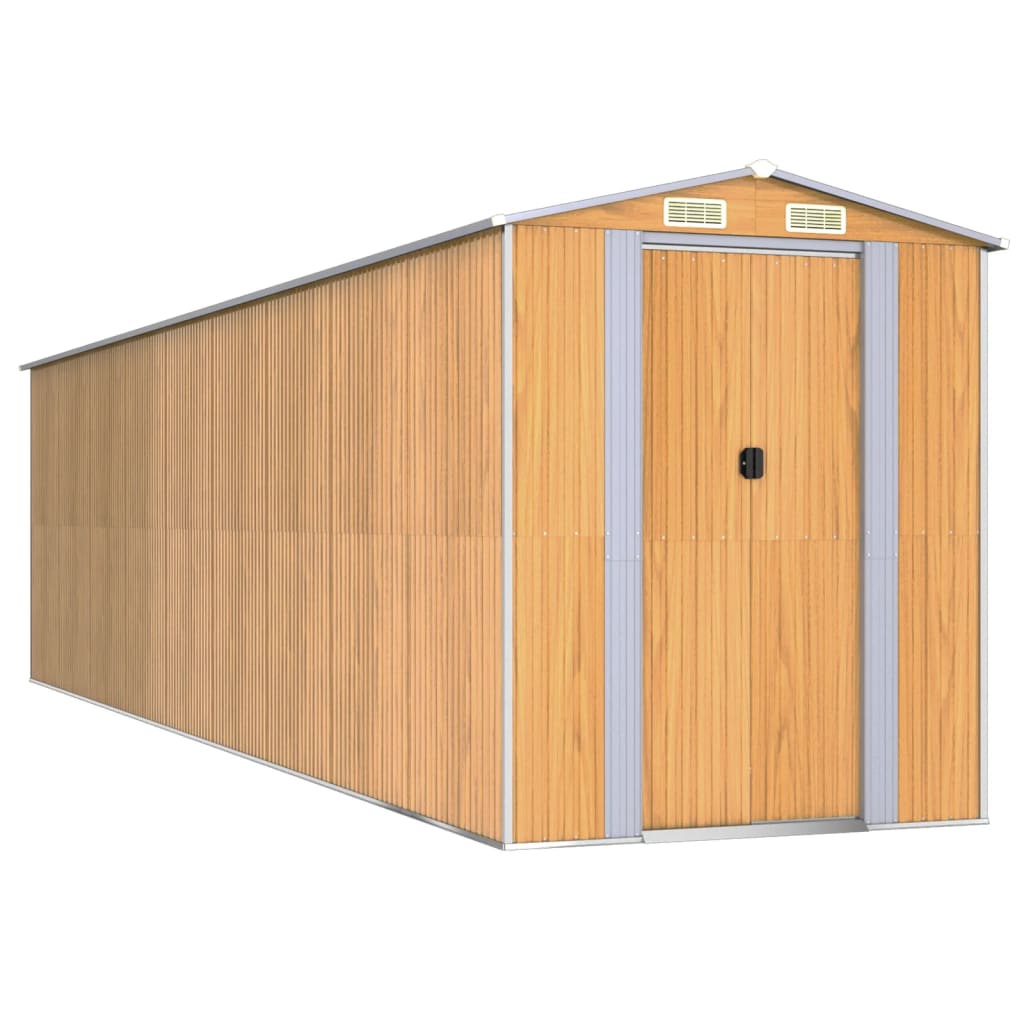 Tuinschuur 192x772x223 cm gegalvaniseerd staal lichtbruin is nu te koop bij PeponiXL, paradijselijk wonen!
