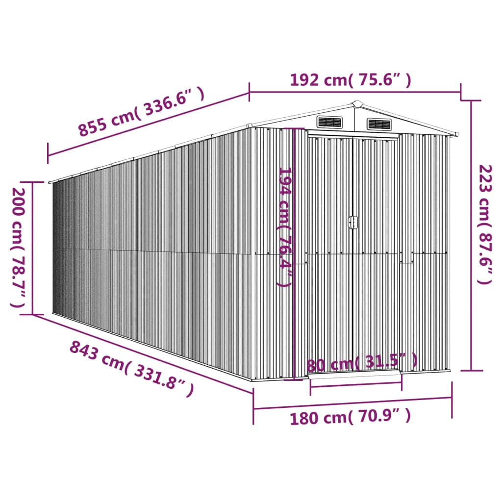 Tuinschuur 192x855x223 cm gegalvaniseerd staal lichtbruin is nu te koop bij PeponiXL, paradijselijk wonen!