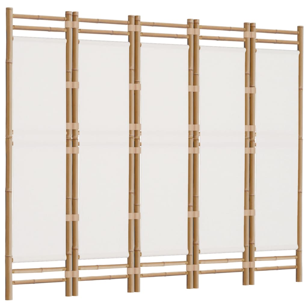 Kamerscherm 5-panelen inklapbaar 200 cm bamboe en canvas is nu te koop bij PeponiXL, paradijselijk wonen!