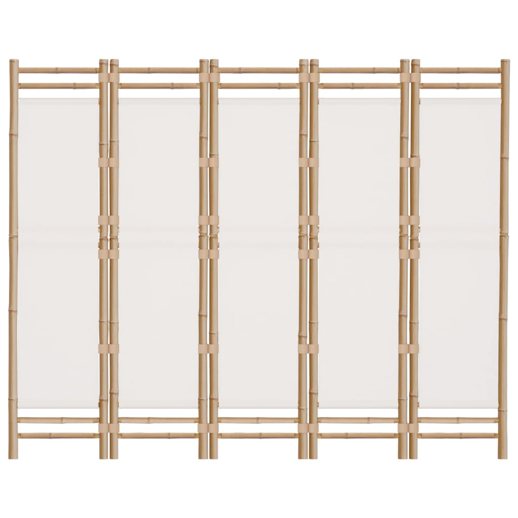 Kamerscherm 5-panelen inklapbaar 200 cm bamboe en canvas is nu te koop bij PeponiXL, paradijselijk wonen!