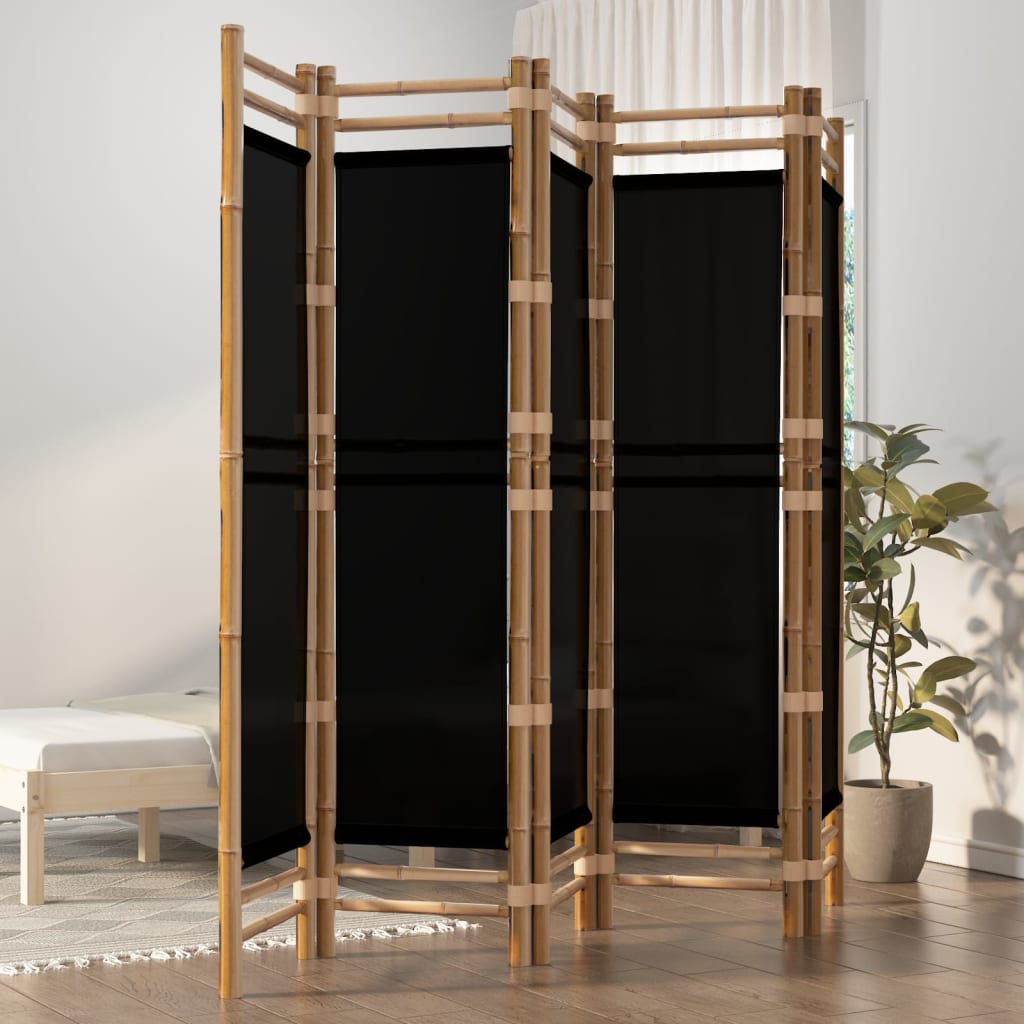Kamerscherm 5-panelen inklapbaar 200 cm bamboe en canvas is nu te koop bij PeponiXL, paradijselijk wonen!