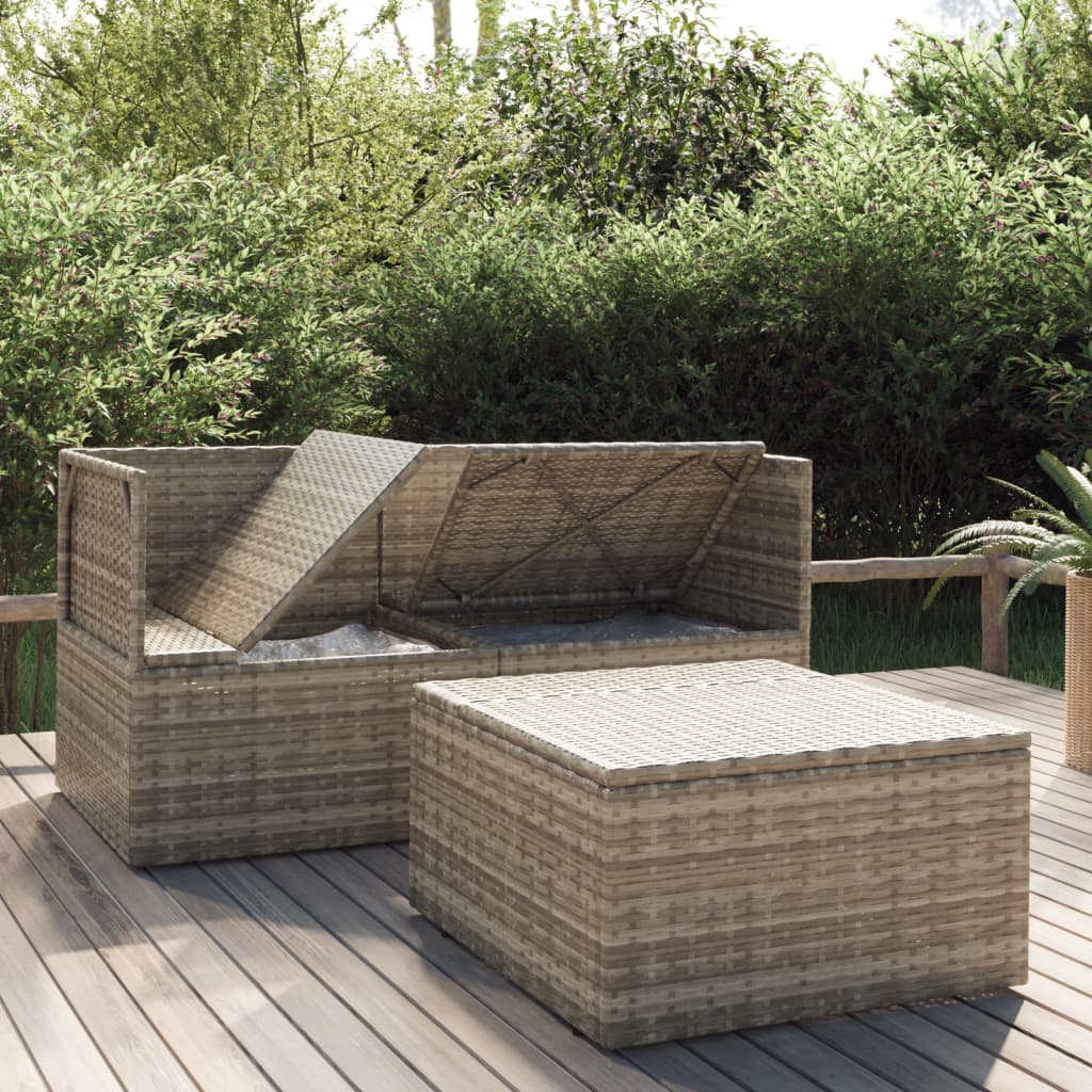 3-delige Loungeset met kussens poly rattan grijs is nu te koop bij PeponiXL, paradijselijk wonen!