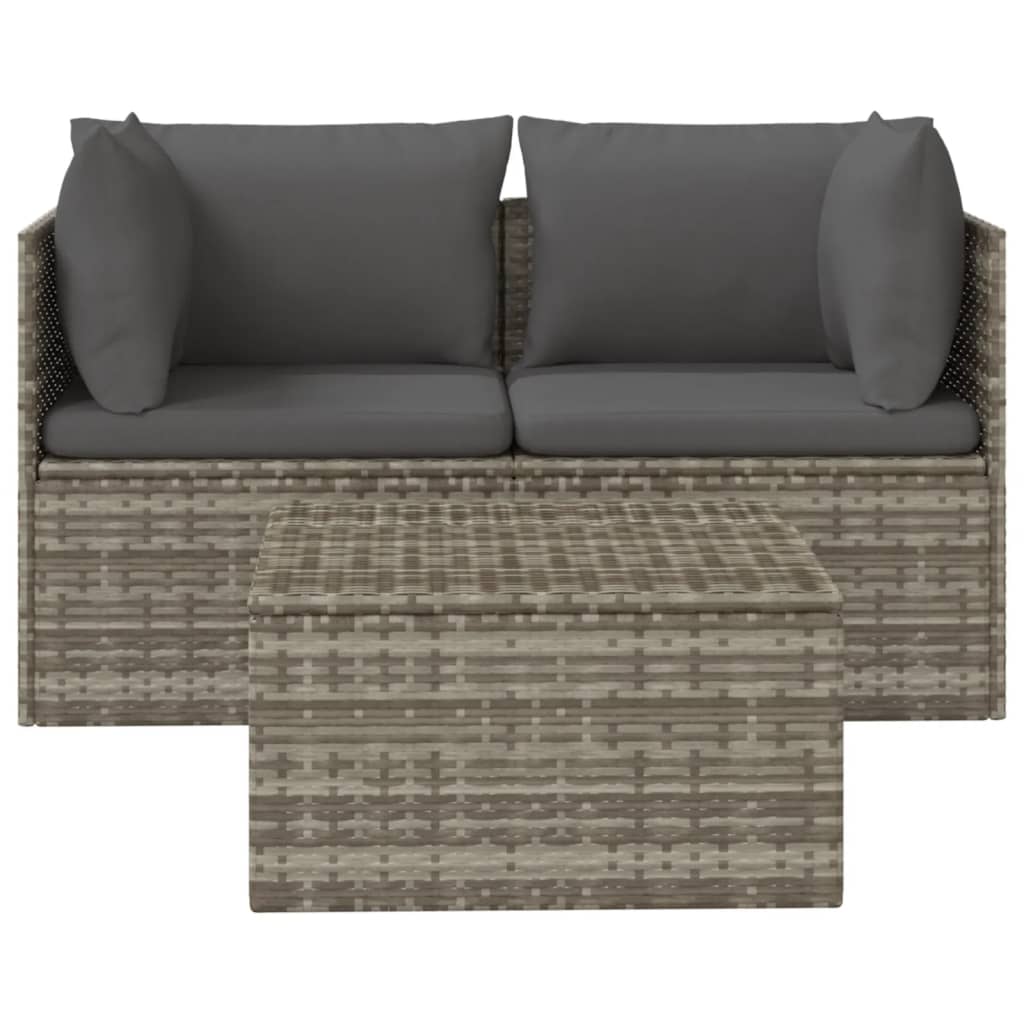 3-delige Loungeset met kussens poly rattan grijs is nu te koop bij PeponiXL, paradijselijk wonen!