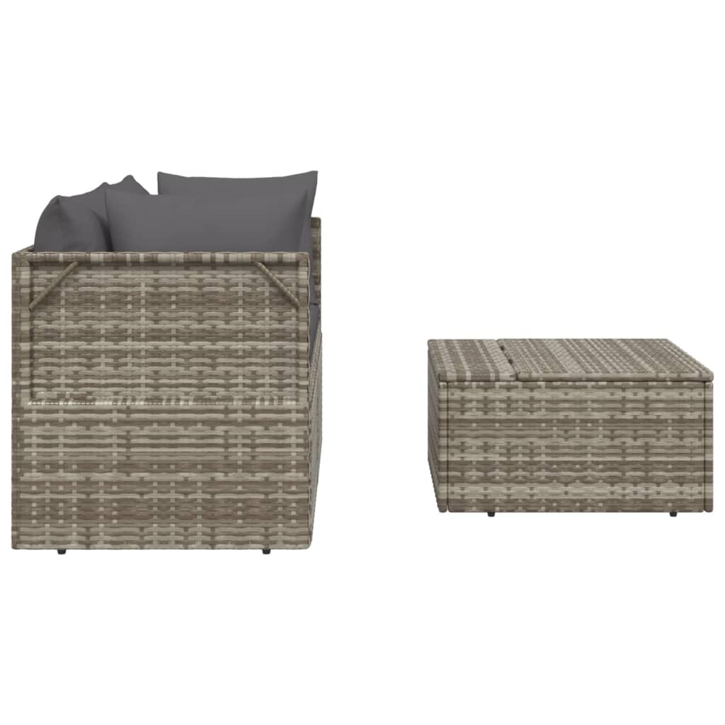3-delige Loungeset met kussens poly rattan grijs is nu te koop bij PeponiXL, paradijselijk wonen!