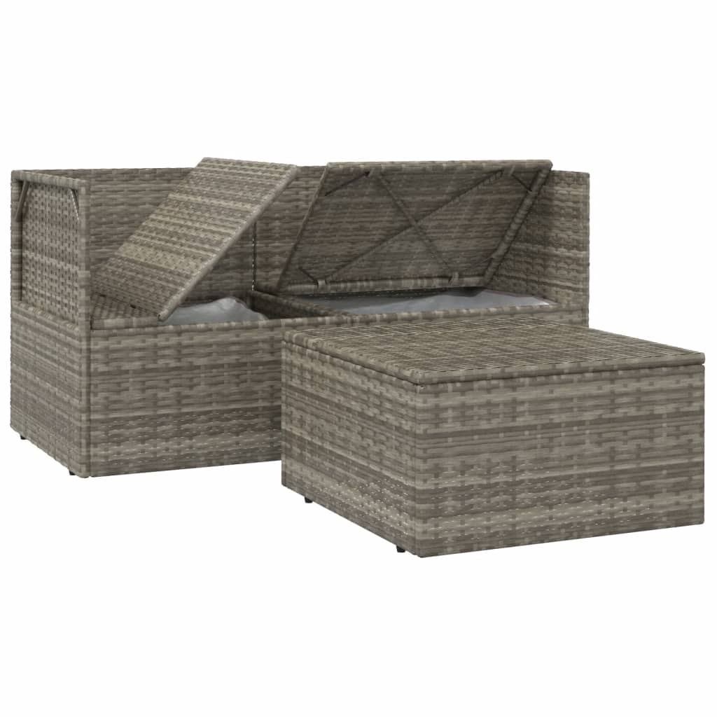 3-delige Loungeset met kussens poly rattan grijs is nu te koop bij PeponiXL, paradijselijk wonen!