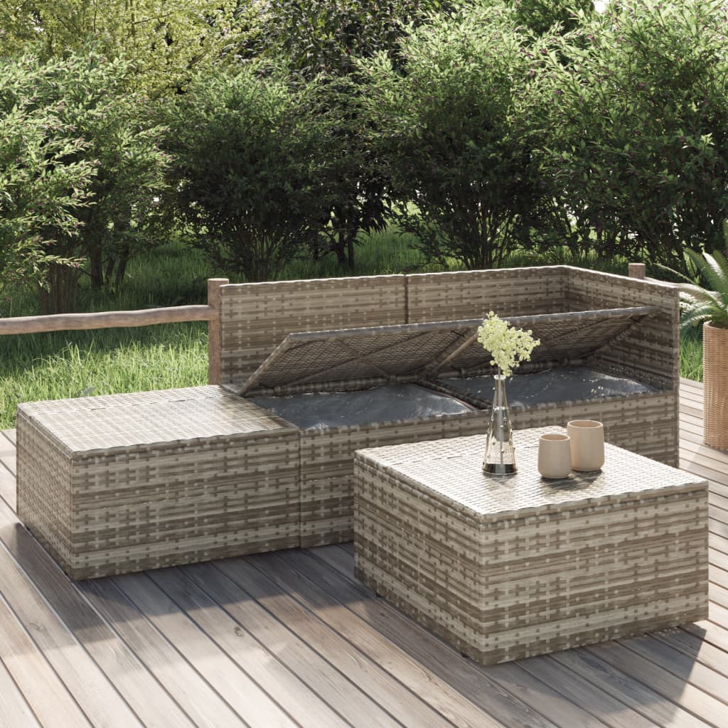 4-delige Loungeset met kussens poly rattan grijs is nu te koop bij PeponiXL, paradijselijk wonen!