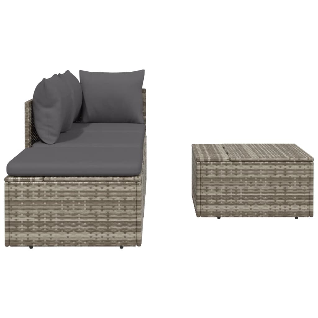 4-delige Loungeset met kussens poly rattan grijs is nu te koop bij PeponiXL, paradijselijk wonen!