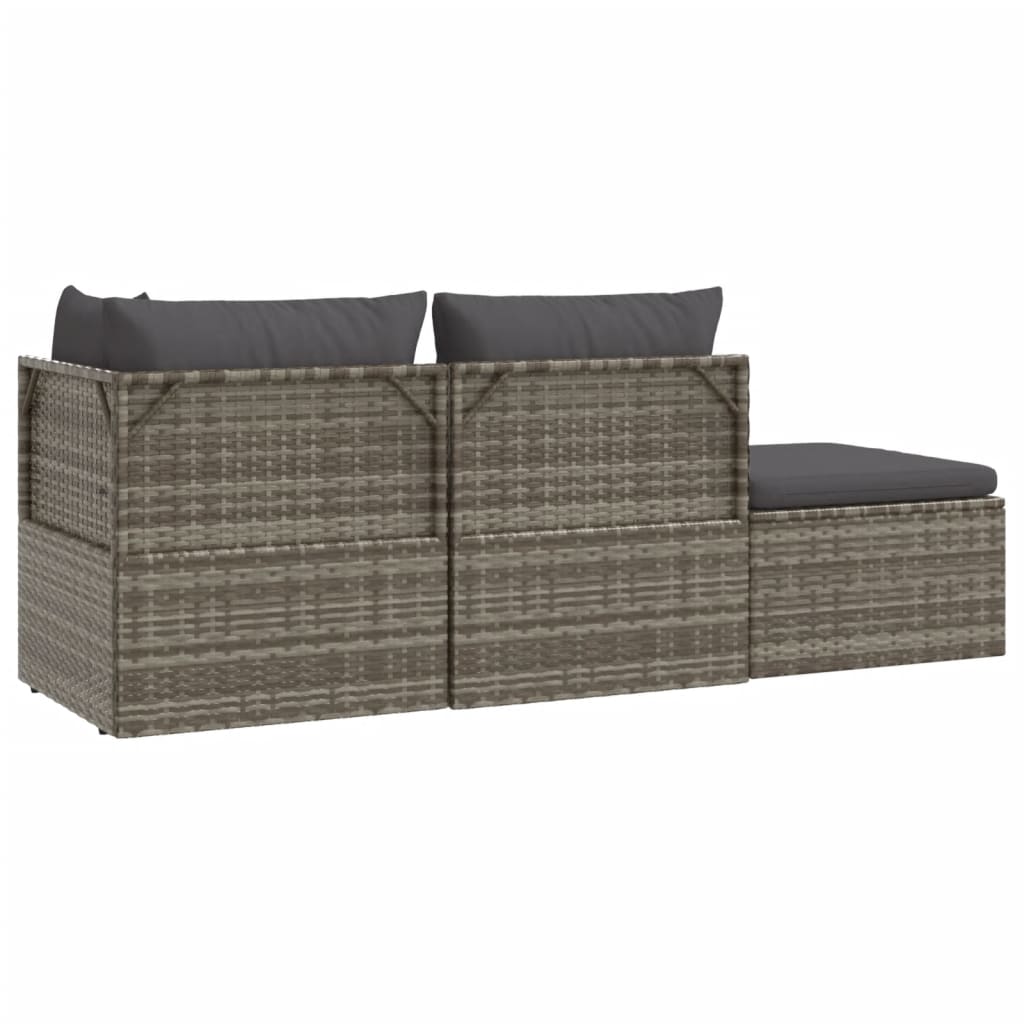 4-delige Loungeset met kussens poly rattan grijs is nu te koop bij PeponiXL, paradijselijk wonen!