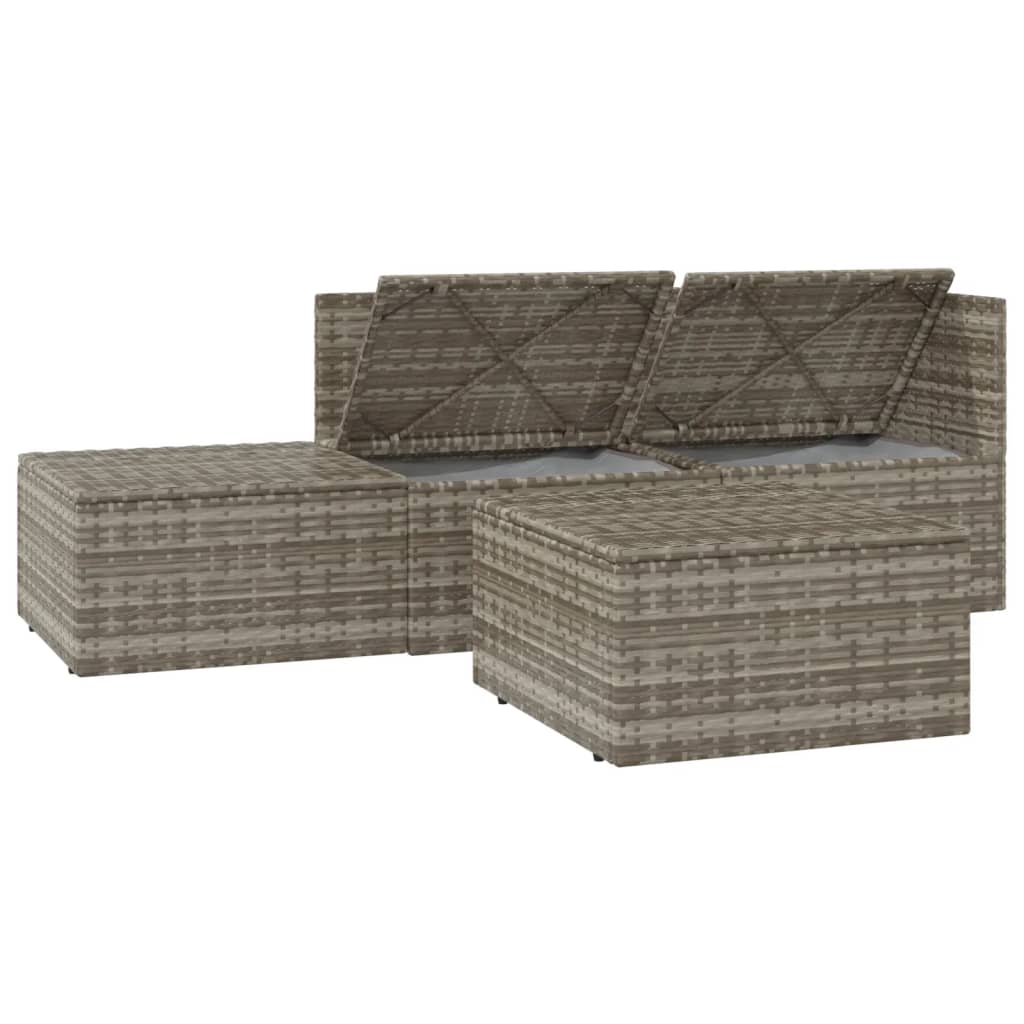 4-delige Loungeset met kussens poly rattan grijs is nu te koop bij PeponiXL, paradijselijk wonen!
