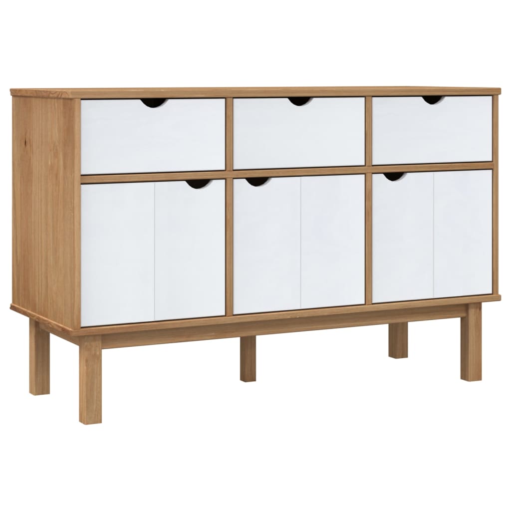 Dressoir OTTA 114x43x73,5 cm massief grenenhout bruin en wit is nu te koop bij PeponiXL, paradijselijk wonen!