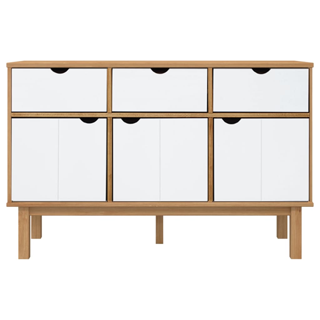 Dressoir OTTA 114x43x73,5 cm massief grenenhout bruin en wit is nu te koop bij PeponiXL, paradijselijk wonen!