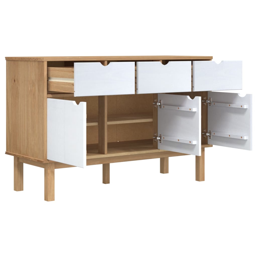 Dressoir OTTA 114x43x73,5 cm massief grenenhout bruin en wit is nu te koop bij PeponiXL, paradijselijk wonen!